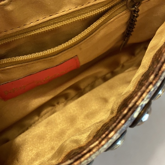 Betsey Johnson rhinestone clutch in gold gently used - Picture 4 of 9